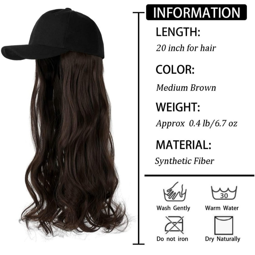 Baseball cap with Hair extensions